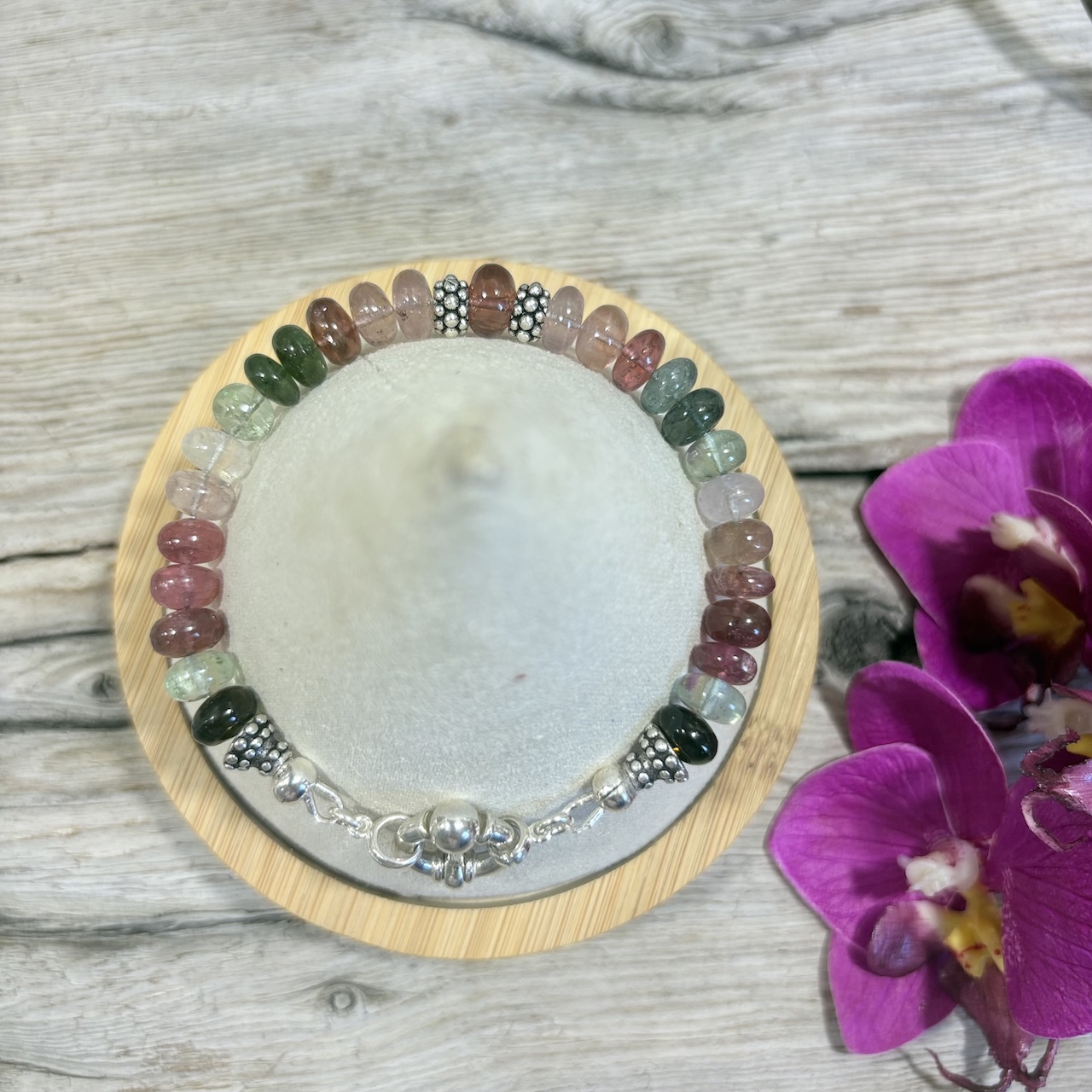 Tourmaine bracelet 3a+ et argent 925
