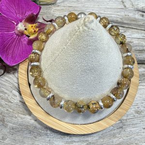 Bracelet quartz rutile hematite 7,8 mm et argent